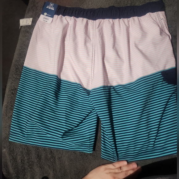 NWT Men's Striped Swim Shorts - Blue and White - Picture 6 of 7
